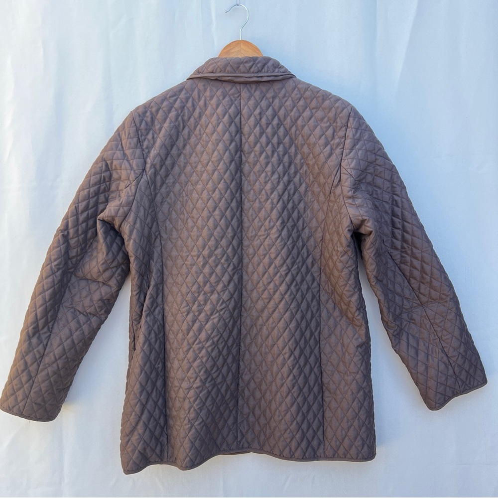 VTG‎ (90s) Chocolate Brown Quilted Barn Coat Marvin Richards Equestrian Sz L - Picture 5 of 14
